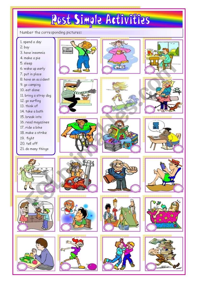 Past Simple Pack: Past Simple Activities [21 irregular verbs]  2 kinds of exercises ((2 pages)) ***editable